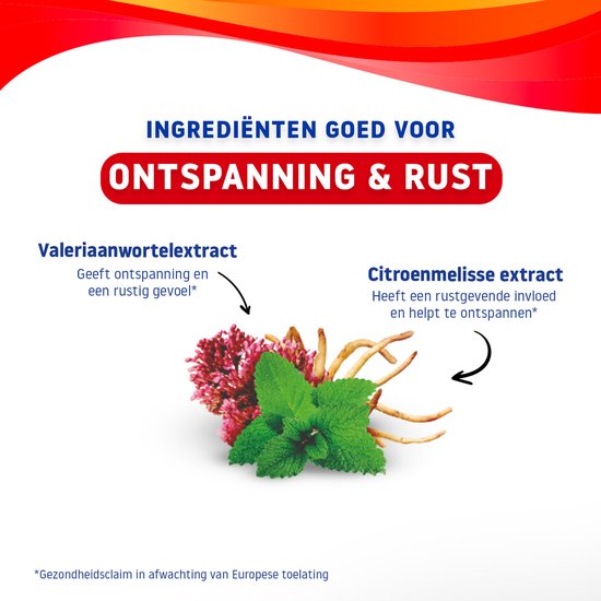 Ingrediënten Valdispert: Valeriaanwortel en Citroenmelisse, goed voor ontspanning en rust.
