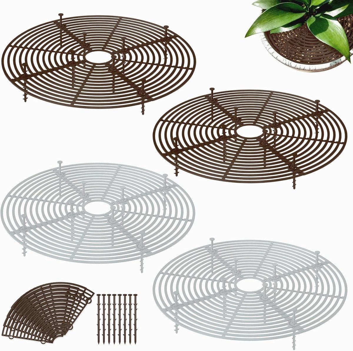 Plantenbeschermingsrooster 30 cm - 4 stuks, ideale bescherming voor planten, katten en potten, duurzame afdekkingen voor tuin en balkon