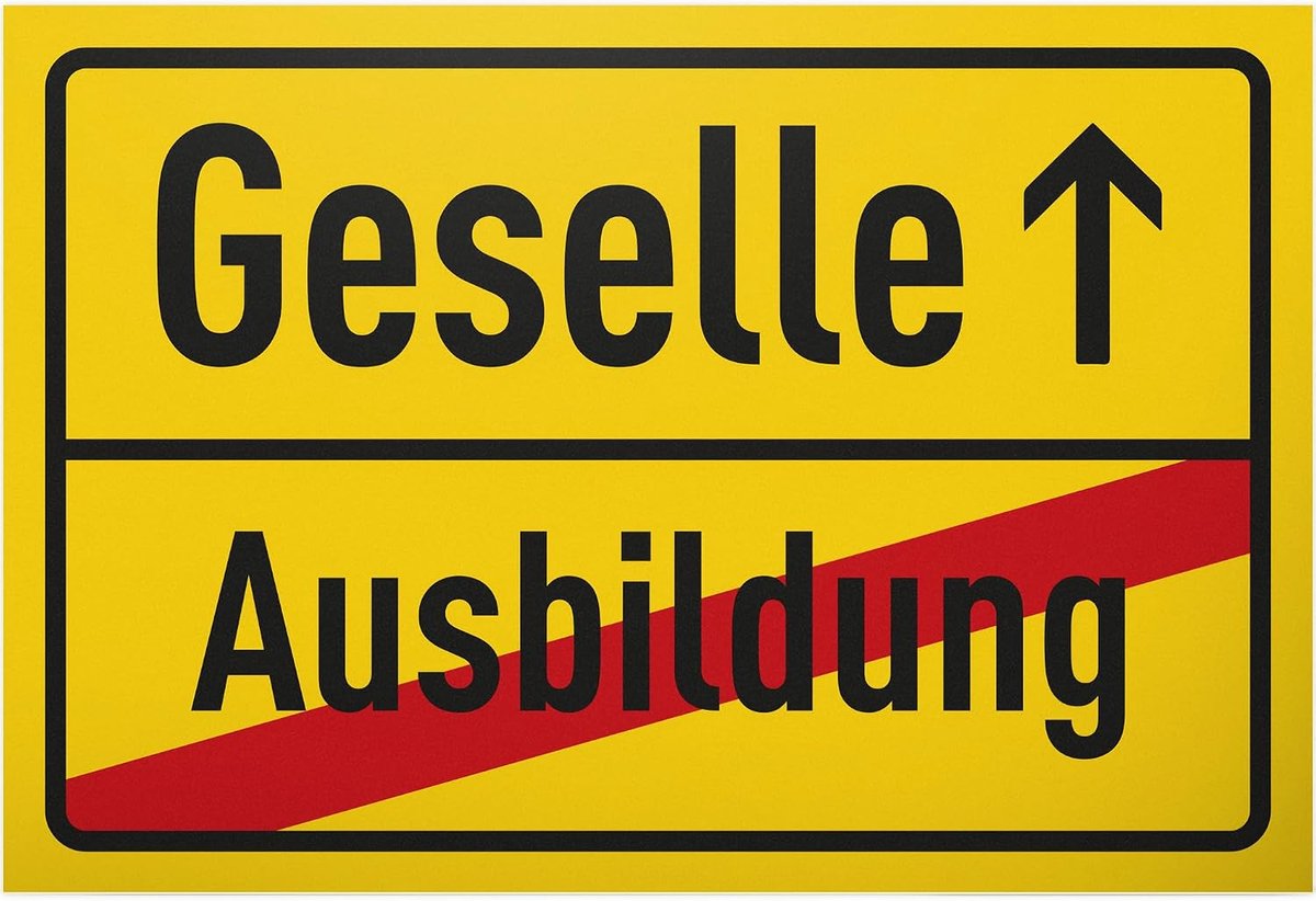 Geselle Opleiding - bord 30 x 20 cm - fotobox feestdecoratie rekwisieten viering accessoires handwerk cadeau - cadeau voor stagiair, decoratief idee kaart verrassing party
