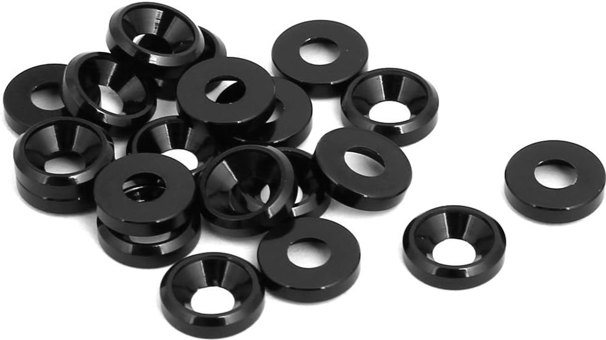 Sourcingmap M3 Aluminium Legering Cup Hoofd Motor Bay Fender Bumper Washer Zwart 20 stks