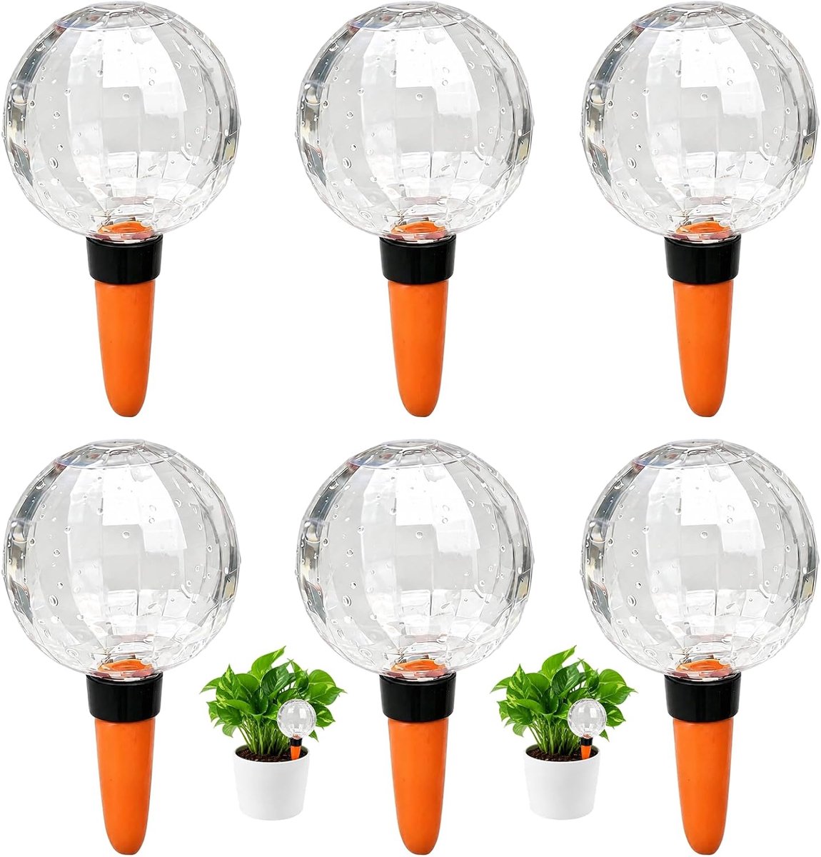 6 stuks bewateringsballen voor planten, automatische plantenbewatering, 300 ml, transparante irrigatiebal, waterdispenser, planten, irrigatie, zelfbewatering voor binnen en buiten (A)