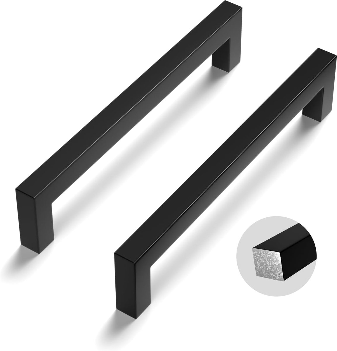 2 stuks kastgrepen, gatafstand 128 mm, voor keukenkasten, meubelgrepen, zwarte handgrepen, keukenkastgrepen, vierkante greep, solide
