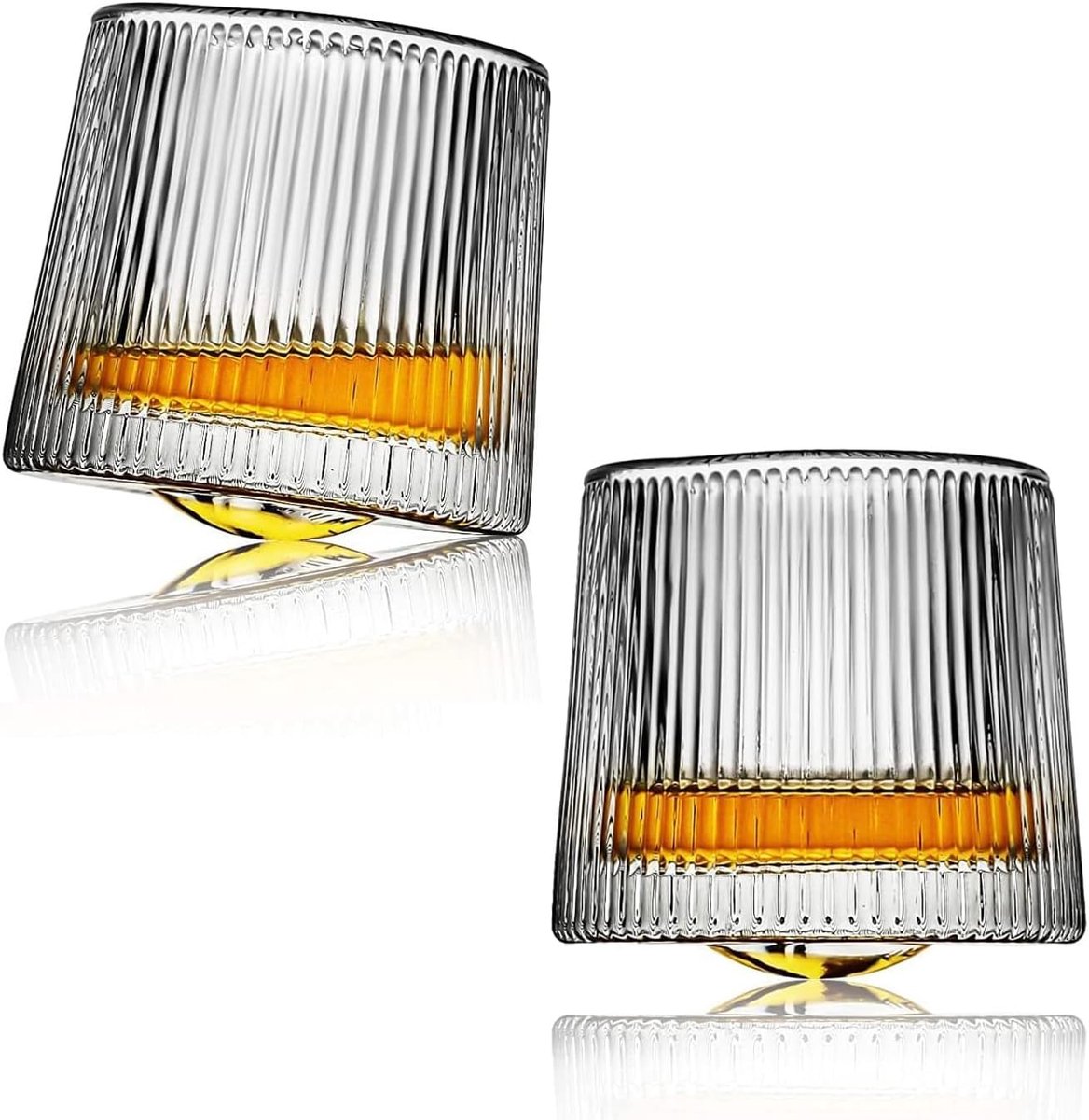 Ouderwetse glazen, set van 2 whiskyglazen, 160 ml, old fashioned kristal, loodvrije whiskybeker voor Scotch, Bourbon, cognac en cocktails, cadeau voor mannen, verticale strepen