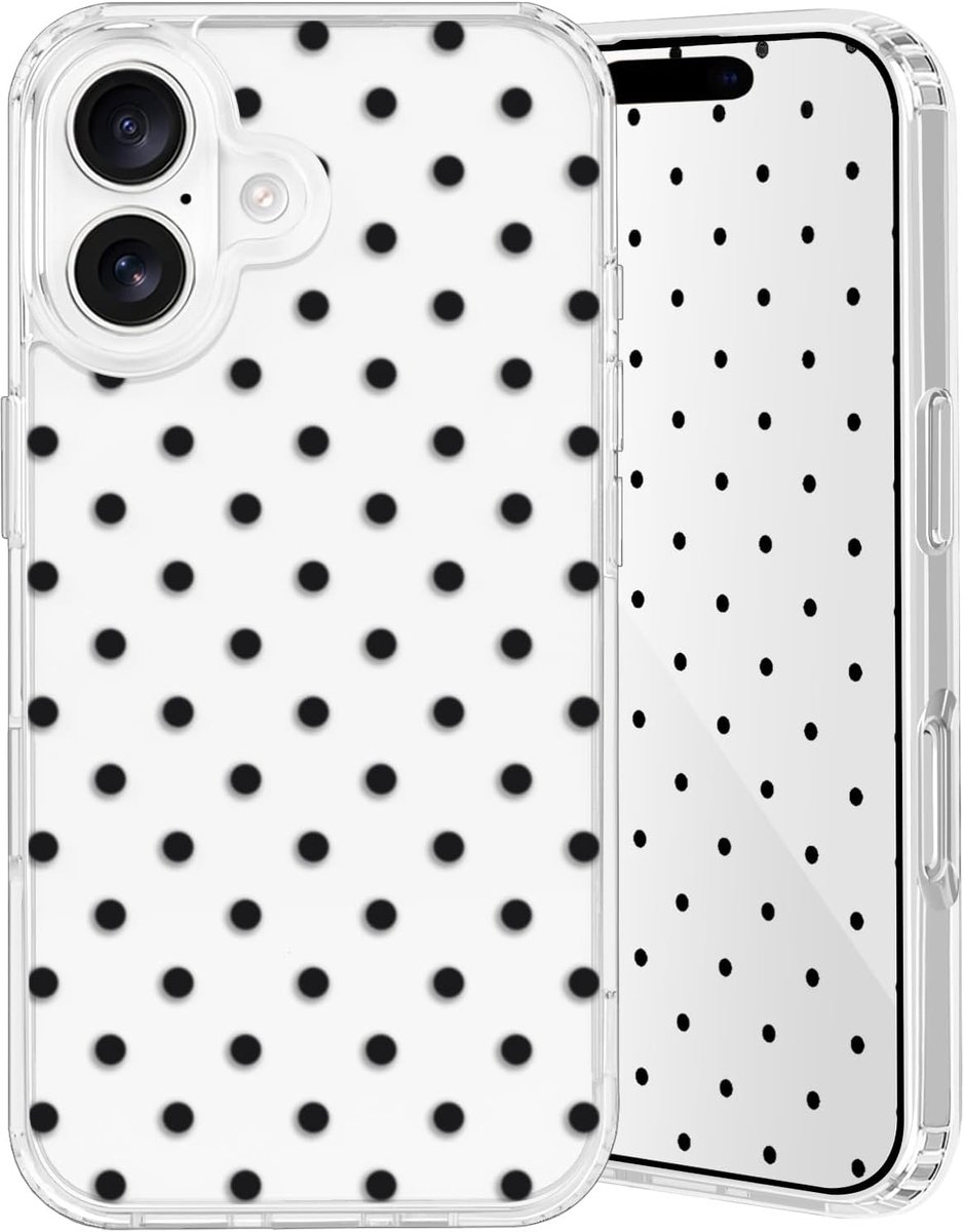 Voor iPhone 16 hoesje met schattig doorzichtig stippenpatroon esthetisch ontwerp hoesje voor vrouwen meisje zachte slanke anti-vergeling TPU schokbestendige beschermende transparante hoes