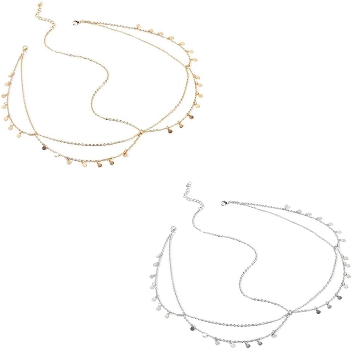 2 stuks gouden hoofdketting, boho paillettenhoofd festival feest hoofdband kwastje voorhoofd ketting bruids bengelen hoofdketting accessoires voor vrouwen bruiloft prom make-up dagelijkse