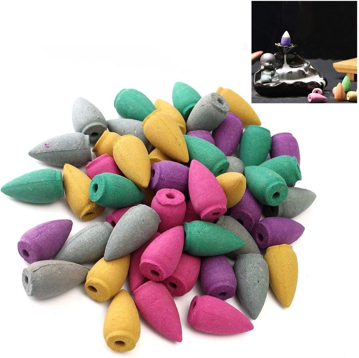 Rookkegels met terugslag, 50 stuks, natuurlijke wierookkegel geur, sandelhout, lavendel, groene thee