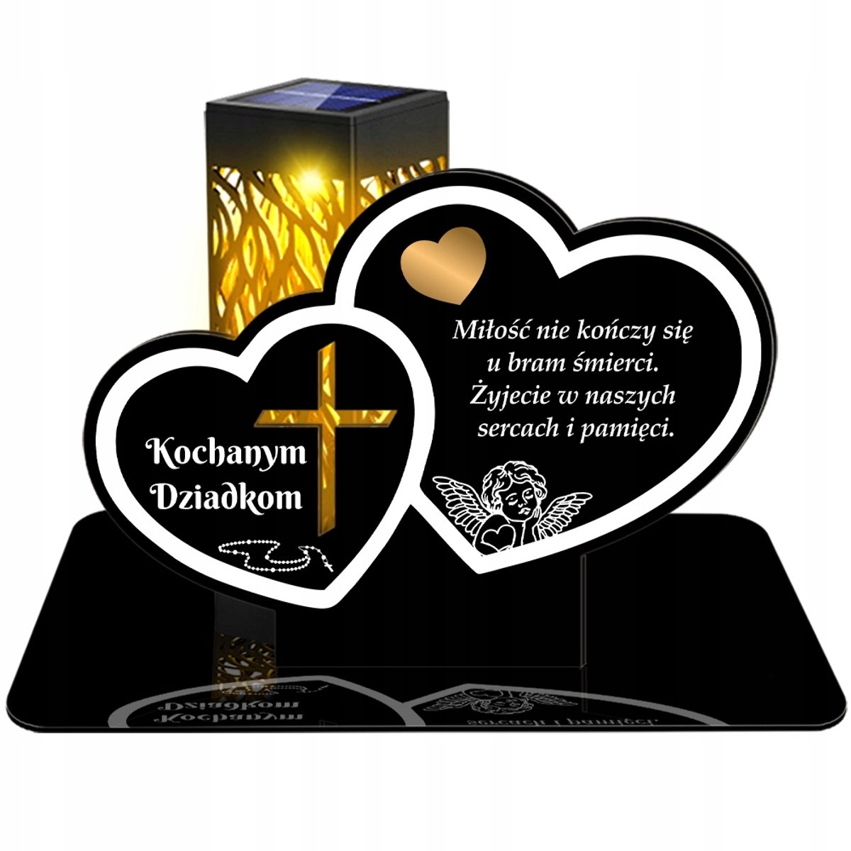 Znicz Solarny LED Serce 3D - Wieczny Płomień na Cmentarz