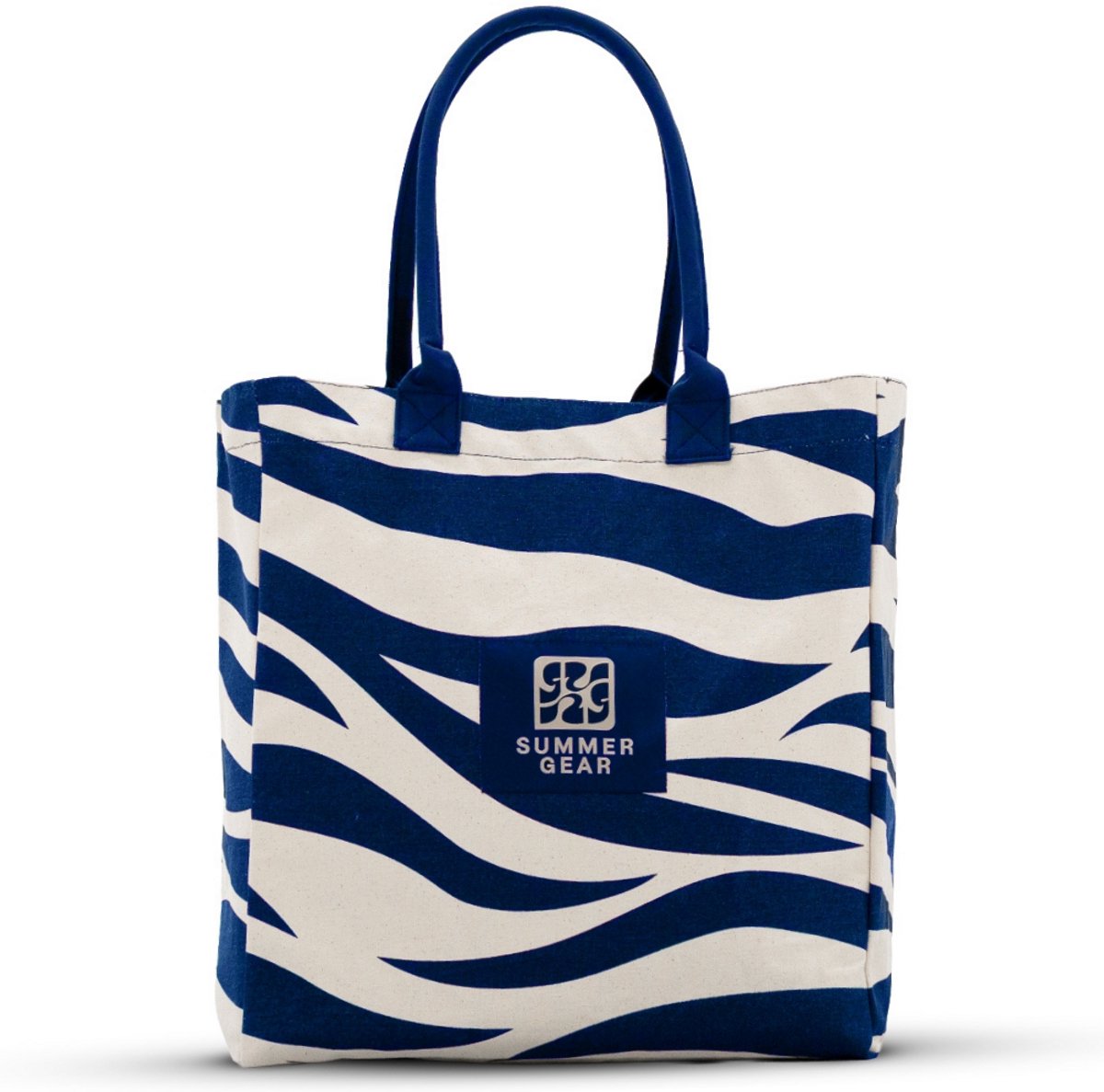 Shopper dames - Canvas schoudertas met drukknop en binnenvak - blauw - SummerGear