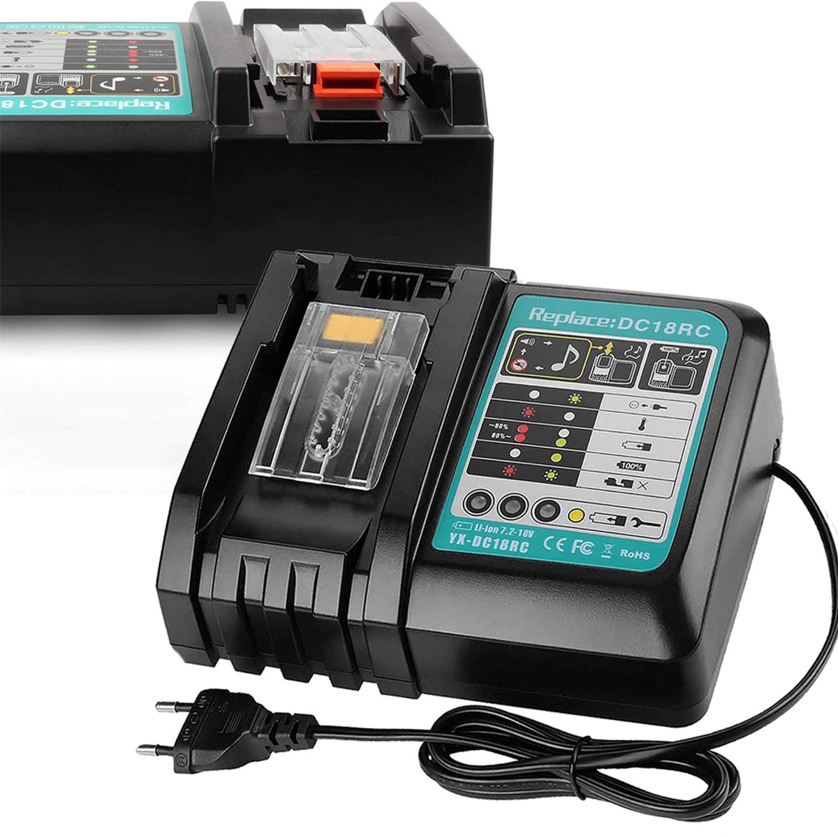 DC18RC snellader voor Makita 18V accu's, BL1850 en 14,4V/18V accu's - Vervanging voor DC18RA - Geen USB