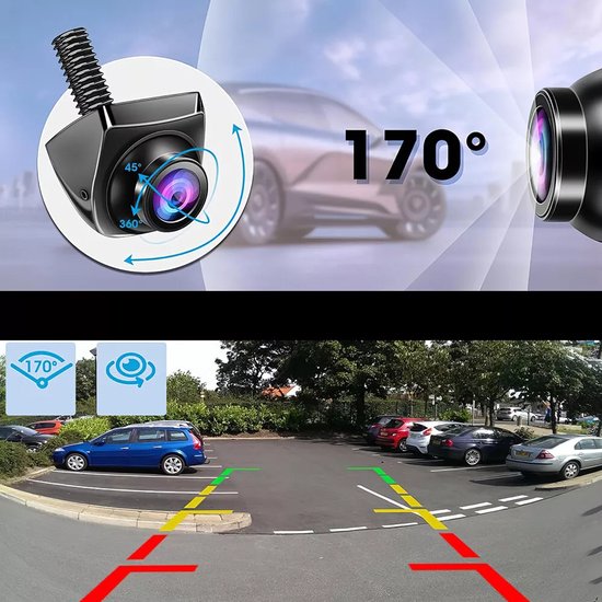 360° Draaibare Achteruitrijcamera Voor Auto's 1080p - 170° Groothoek IP69 Nachtzicht - Ondersteunt Voor- En Achterzicht, Hulplijnen — afbeelding 3