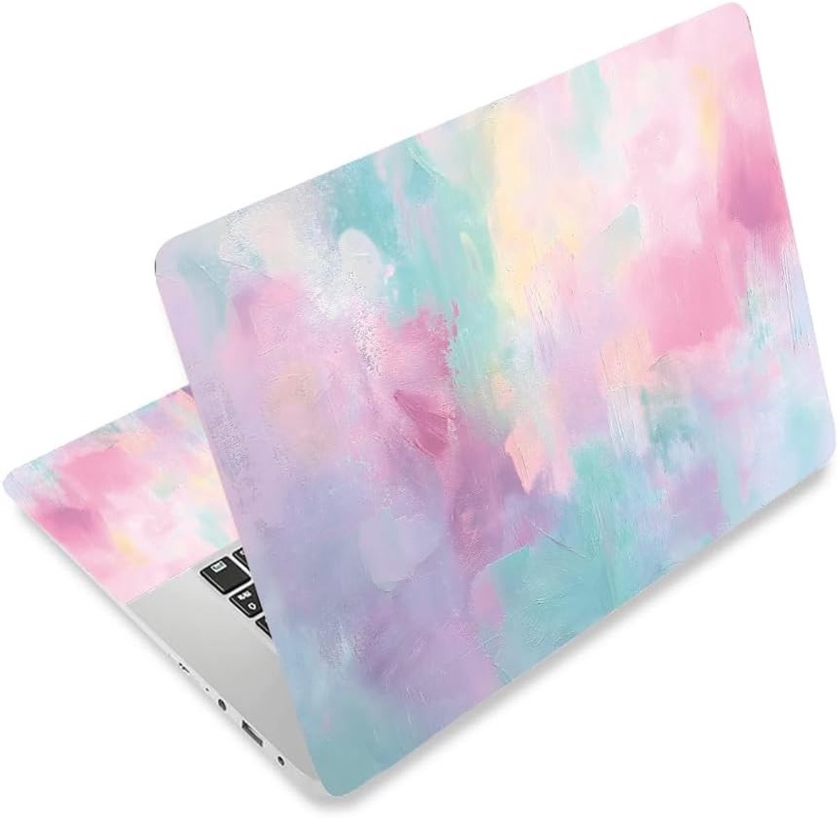 3 Stuks Laptop Skin Stickers met Monet Abstracte Schilderijen - PVC Bescherming voor Laptop, Notebook en Computer in Roze en Paars