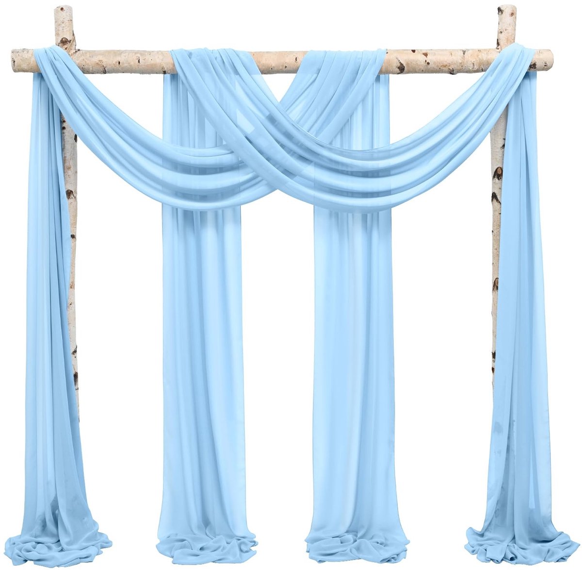 Elzusha - Chiffon Drape Gordijn Panelen Bruiloftsdecoratie - Set van 2 Baby Blauw 73x610 cm