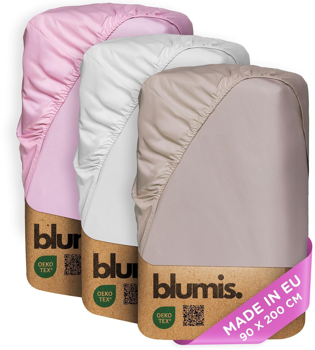 Elzusha - Hoeslaken Percale Katoen Roze 90x200 cm Biologisch