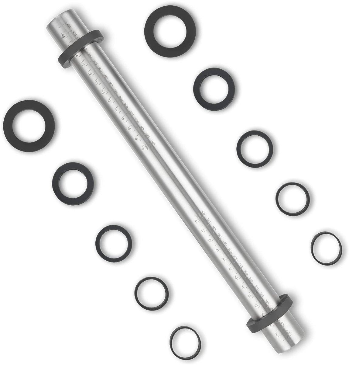 SolidKeus - Verstelbare RVS Deegroller met 5 Silicone Ringen