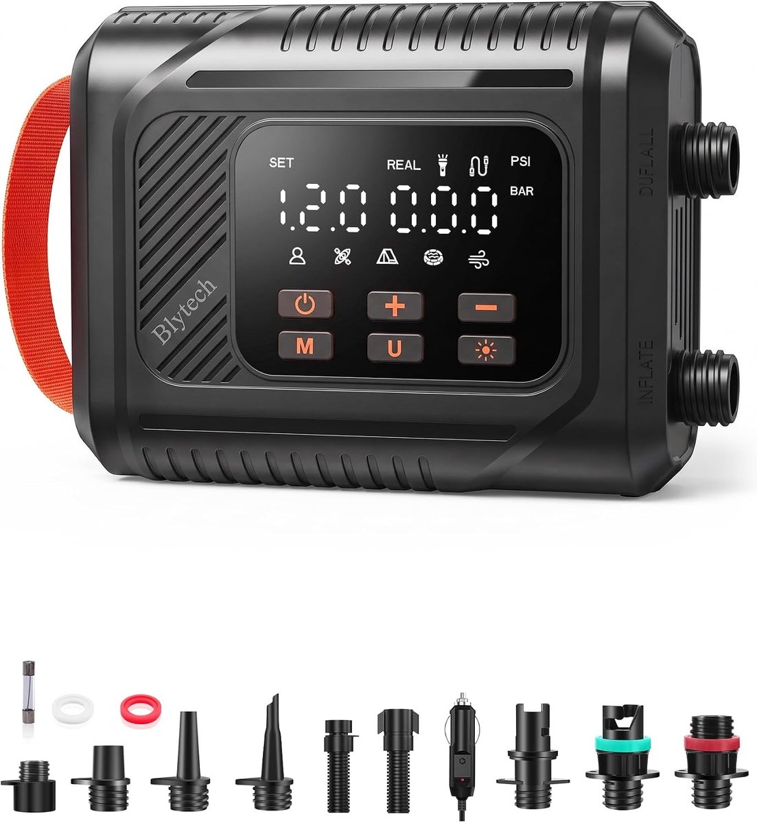 Draagbare Elektrische Paddleboard Pomp - Zwart - Hoge Druk tot 20 PSI - Multifunctionele 12V DC Pomp voor SUP's, Kajaks en Tenten