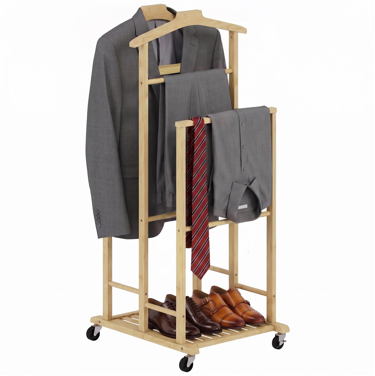 HOMCOM Kledingrek - Bamboe - 41 x 50 x 105 cm - Eikenhout