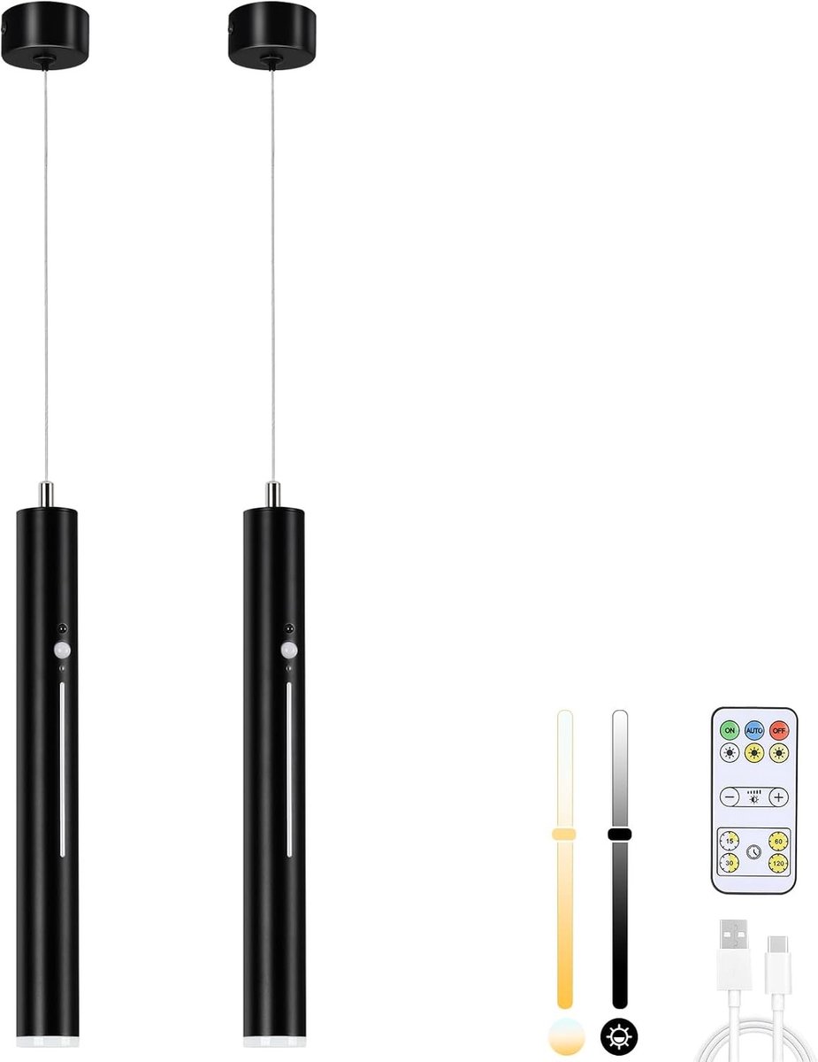 LED Wandlamp Outdoor - Zwart - - Oplaadbare Hanglamp met Bewegingsmelder en Timer - Voor Binnen en Buiten