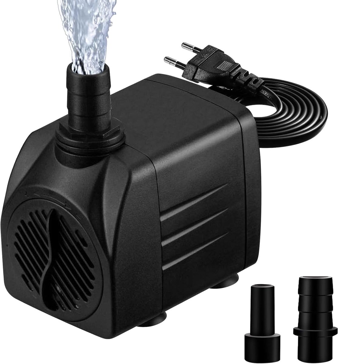 Waterpomp, 10 W, 600 l/u, 220 V, mini-aquariumpomp, verstelbare pomp met 2 sproeiers en netsnoer, dompelpomp voor vijver, fontein, tuin