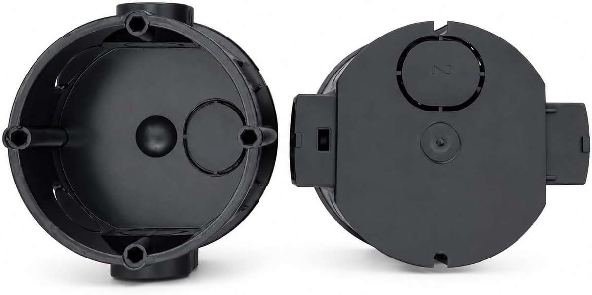 Inbouwdoos, diameter 60 x 42 mm, zwart, 5 stuks, schakelaardoos/stopcontactdoos, elektrische installatiedoos voor metselwerk en beton, inbouwdozen