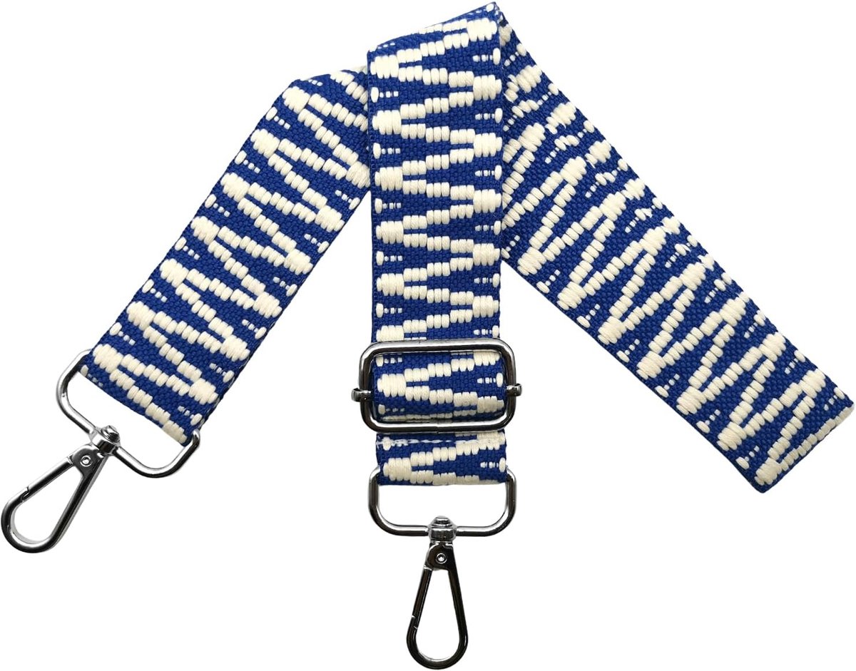 Tasriemen om te wisselen, verstelbare schouderriem voor tas, tasriem, breed, 3,8 cm, met zilveren karabijnhaak, schouderriem, tasband, draagriem voor handtassen, donkerblauw, S34