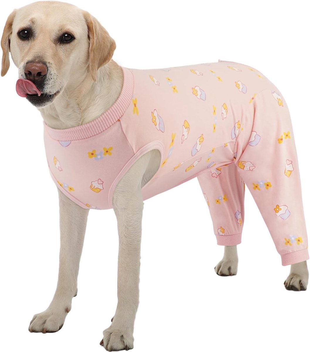 Hond Chirurgie Herstel Pak - Vrouwelijke Achterpoten Post-Operatie Lichaamspak Roze Cake XL