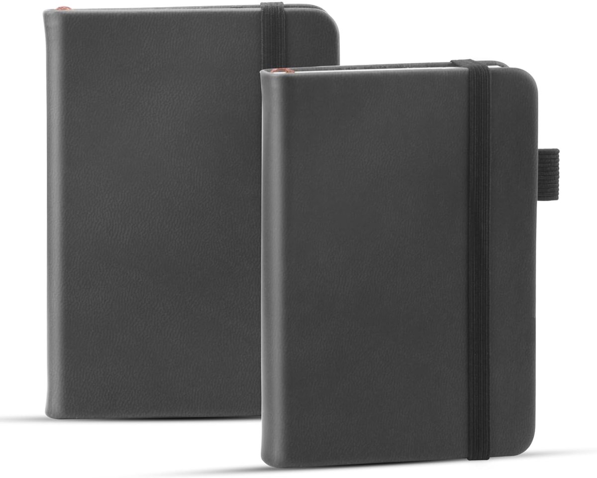 2 stuks klein notitieboek, A7, 100 pagina's, 11 x 8 cm, mini-notitieboek, leer, notitieblok voor school, kantoor, thuis, notitieblok, klein