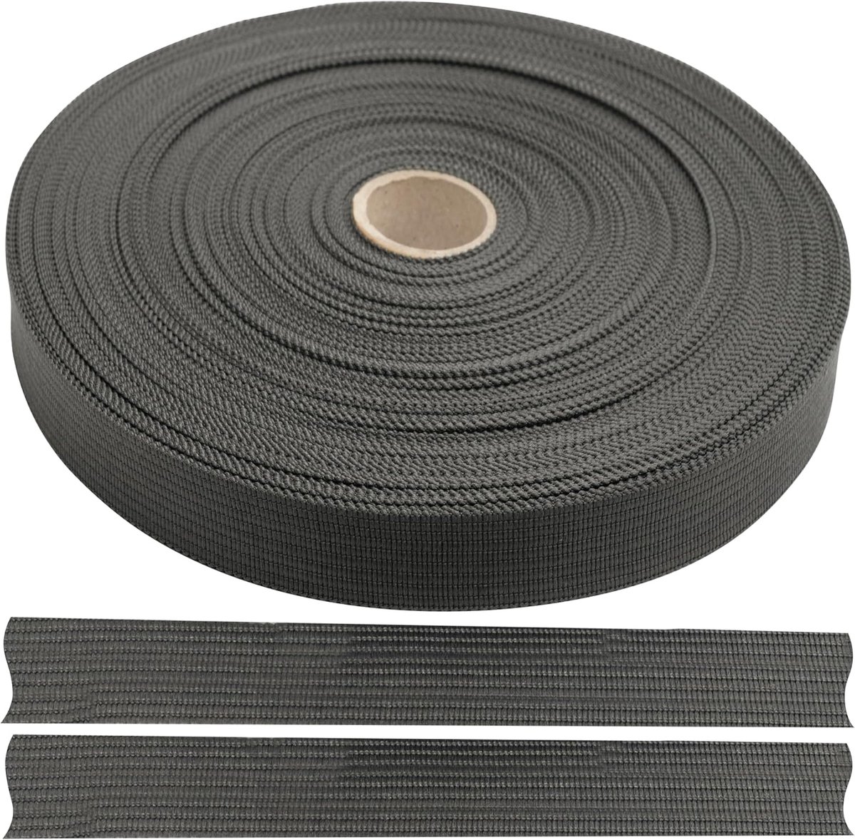 - C77539 - rol ripslint van polyester, 50 meter x 15 mm - kleur donkergrijs - kleding kussen dekbedden