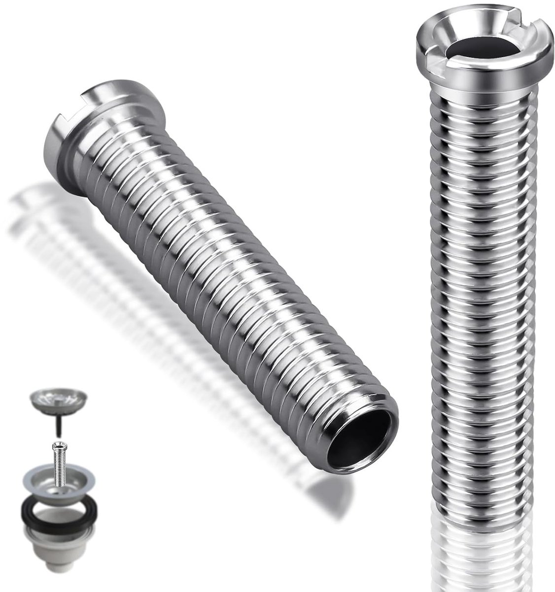 2 Stuks Holle Afvoerbouten M12x40mm RVS voor Keukenafvoeren en Wastafels, Geschikt voor Keramische Sinks en Basins