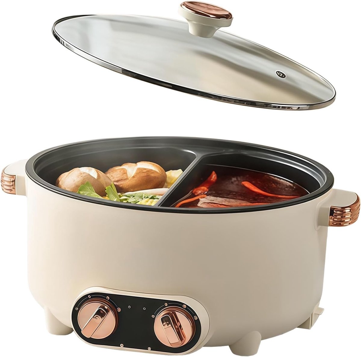 Elektrische Hotpot met Grillplaat - Groot - 5.5L - Rookvrij 2-in-1 Kookpot en BBQ Grill - Voor Familie en Vrienden