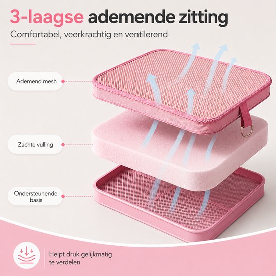 Opvouwbare Kruk - Campingkruk tot 160 kg - Lichtgewicht 0,5 kg - Compacte Klapkruk met Draaglus - Viskruk voor Kamperen, Vissen, Picknick & Festival - Roze — afbeelding 3