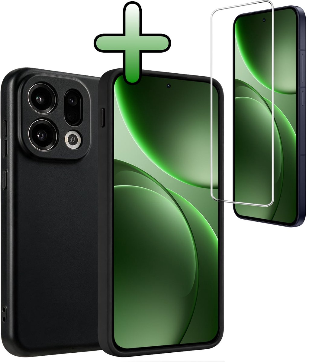 Hoesje Met Screenprotector - Geschikt voor OPPO Find X9 - Sterk & Shockproof - Back Cover - Siliconen Case - Telefoon Hoes - Zwart