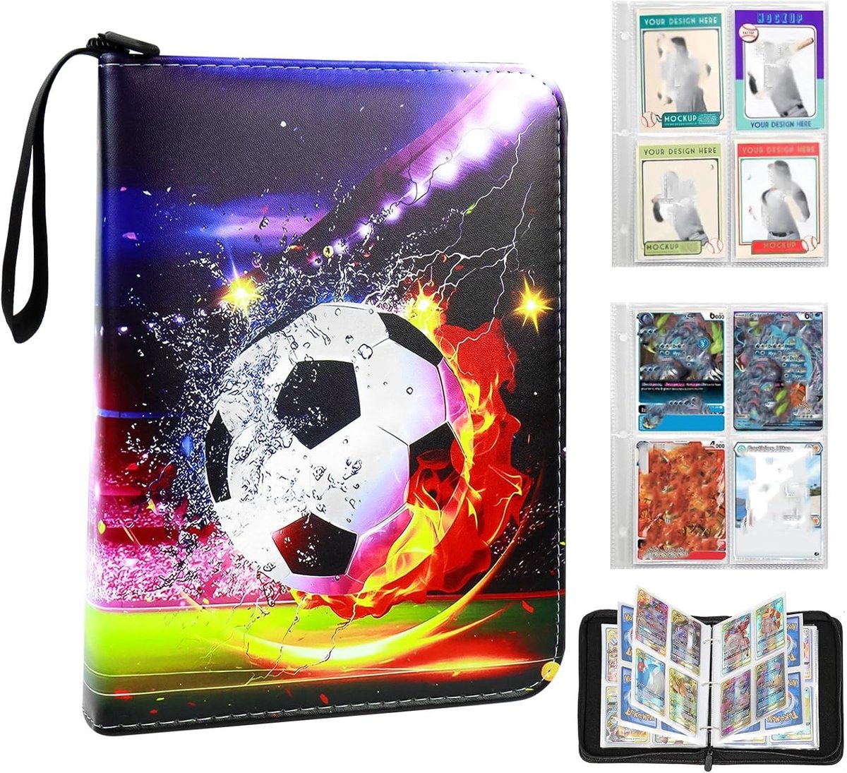 Verzamelkaartenalbum - Zwart - 50 pagina's - Waterdicht PU-leer - Voor Sport- en Verzamelkaarten