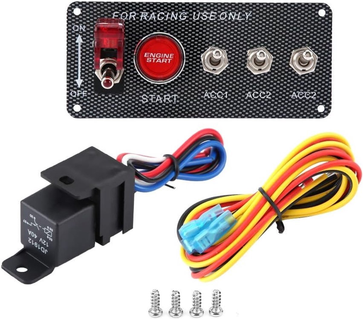 Racing Car Startpaneel met 12V Motorontstekingsschakelaar, Drukknop en LED Schakelaar voor Autosport en Racegebruik