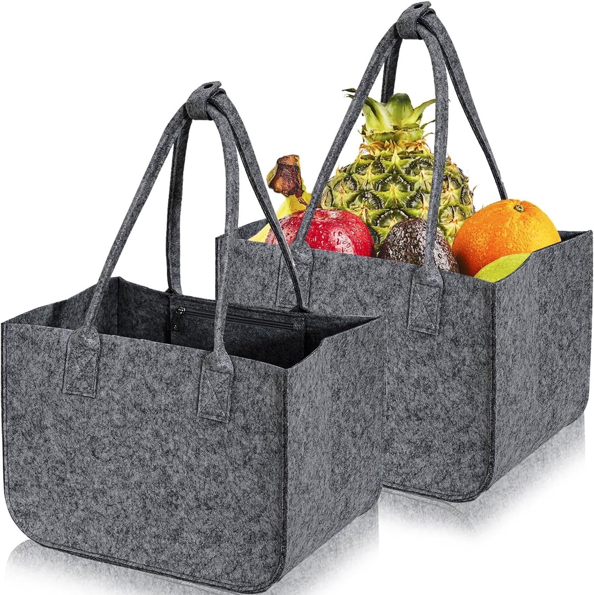 Grote Vilt Tas 30L - Vouwbare Shopper met Lange Handvatten, Ideaal voor Boodschappen en Opbergtassen, Inclusief Binnenzak
