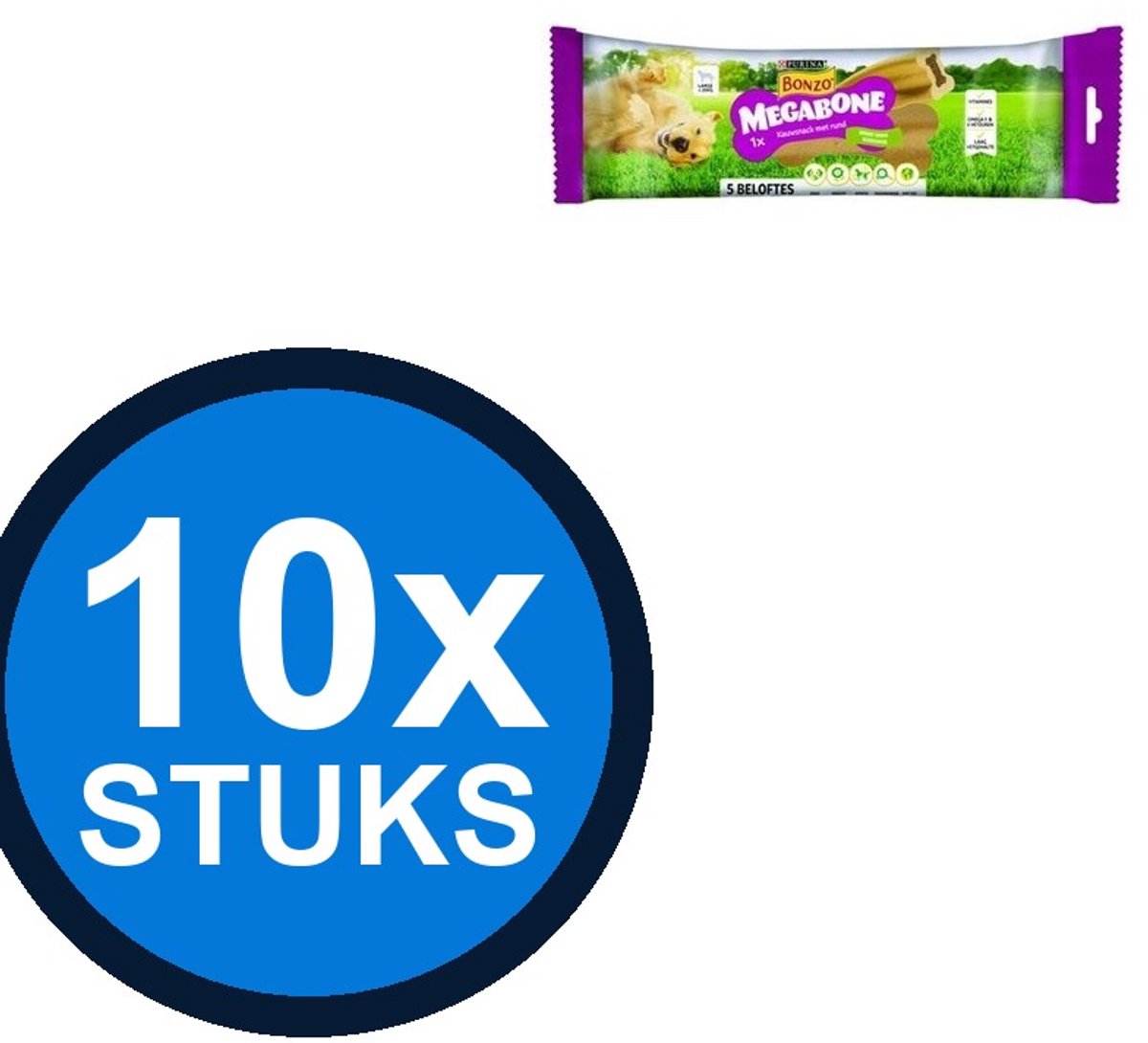 10x Bonzo - Megabone Large - Hondenvoer Snacks - 200 g