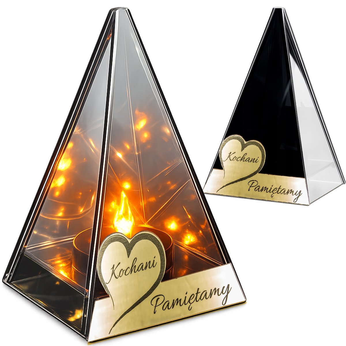 LED Graf Lampion met Vlam Effect - Glas & Goud