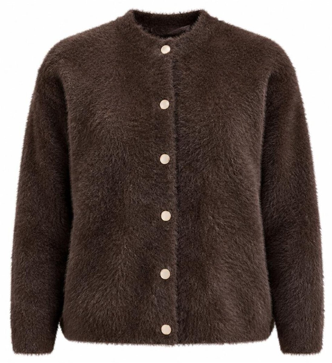 NED Vest Delta Ls Rmj Furry Knit 26w1 U172 12 696 Ganache Brown Dames Maat - S