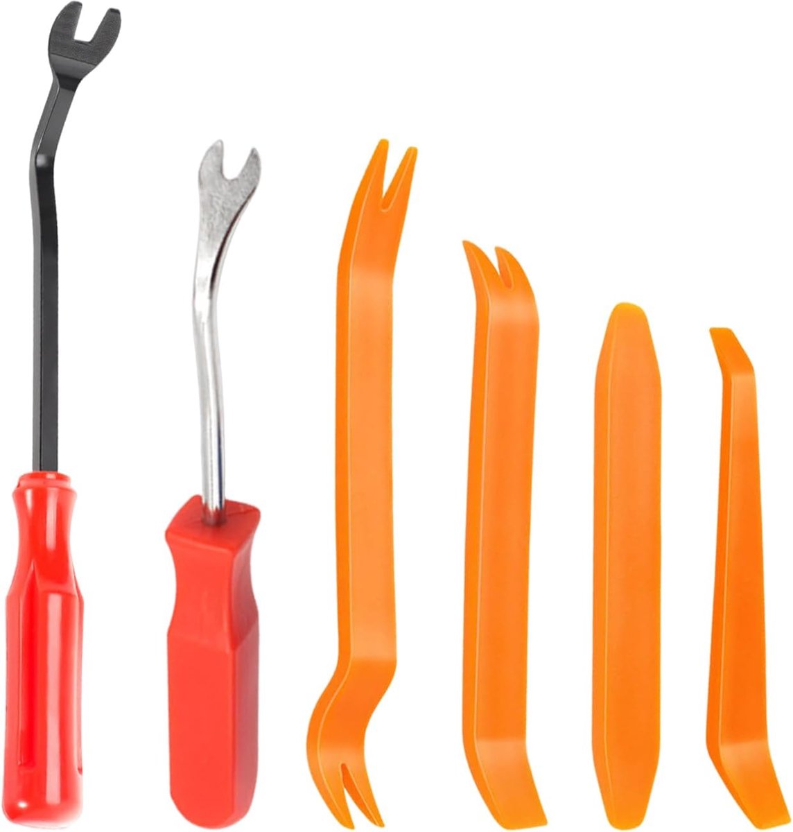 6-Delige Rode Auto Demontage En Montage Tool Set, Multifunctionele Skid Plaat En Schroevendraaier, Geschikt Voor Auto Interieur Reparatie.