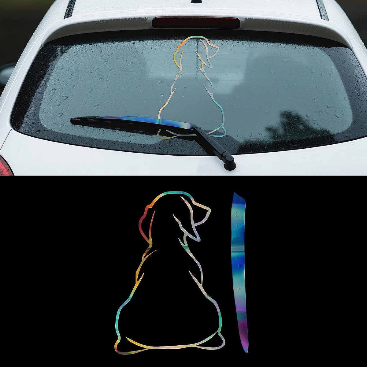 Auto ruitenwisserstickers, sticker achterruit raam auto kinderen, sticker ruitenwisser achter, wissersticker hond en kat, autosticker tuning (hond)