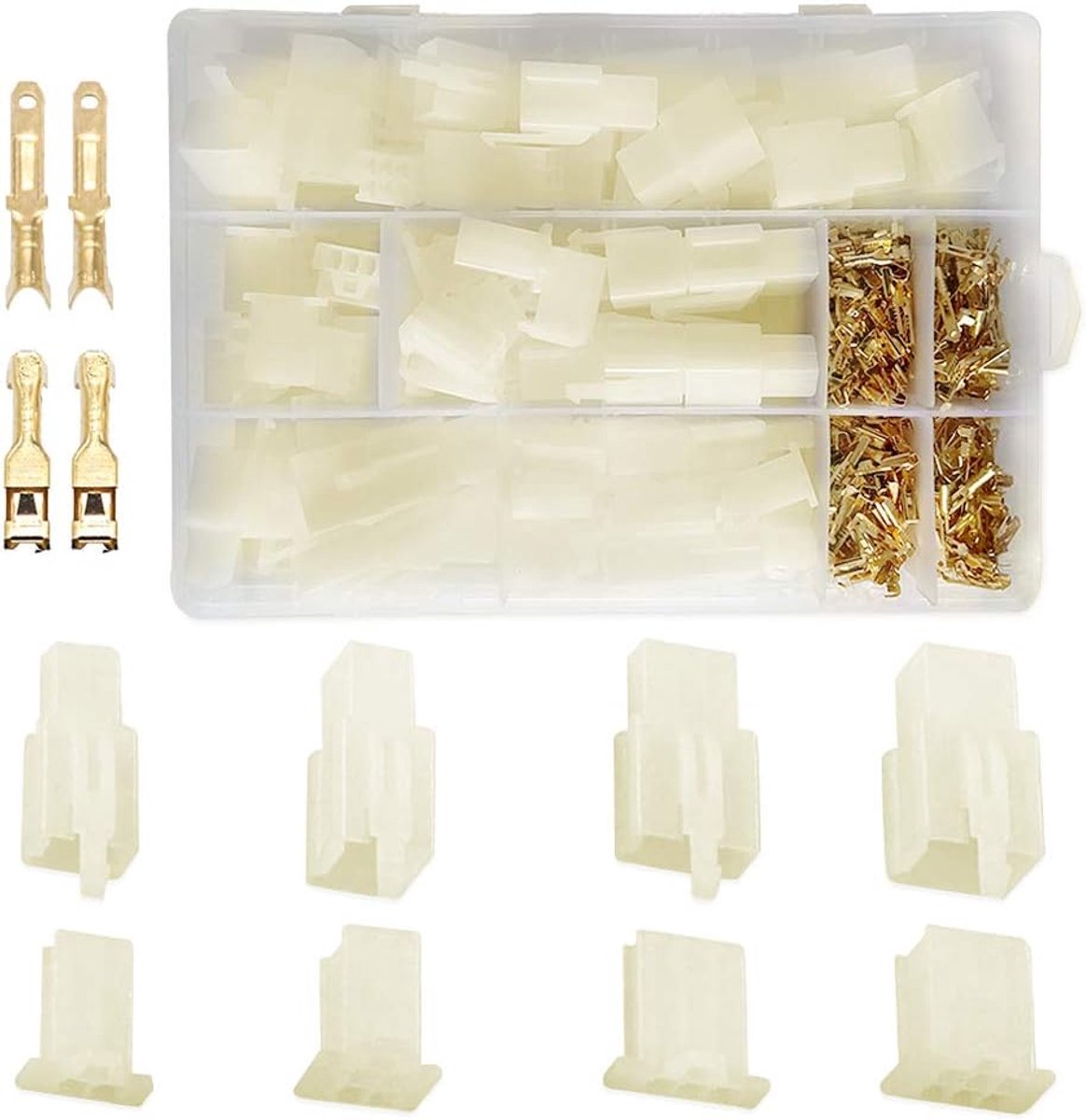 380 PCS 2.8mm 2 3 4 6 Pin Plug Behuizing Pin Header Crimp Elektrische Draad Terminals Connector voor Motorfiets, Fiets, Auto, Boten (Connector Materiaal: ABS)