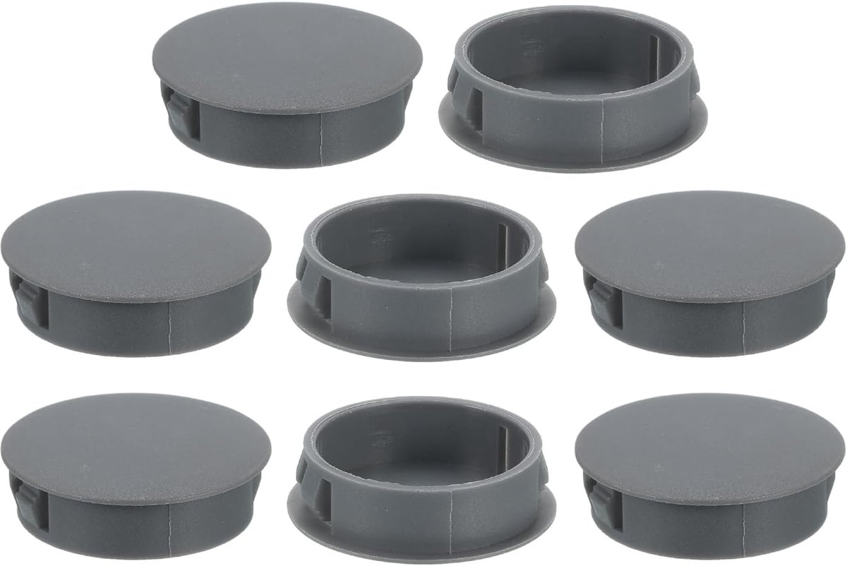 8 stuks 35 mm (1-3/8") nylon gatstop, nylon kunststof blindstop, buisstop, grijs, ronde kliksluiting, gaten voor industriële benodigdheden, keukenkast, kast, stoel