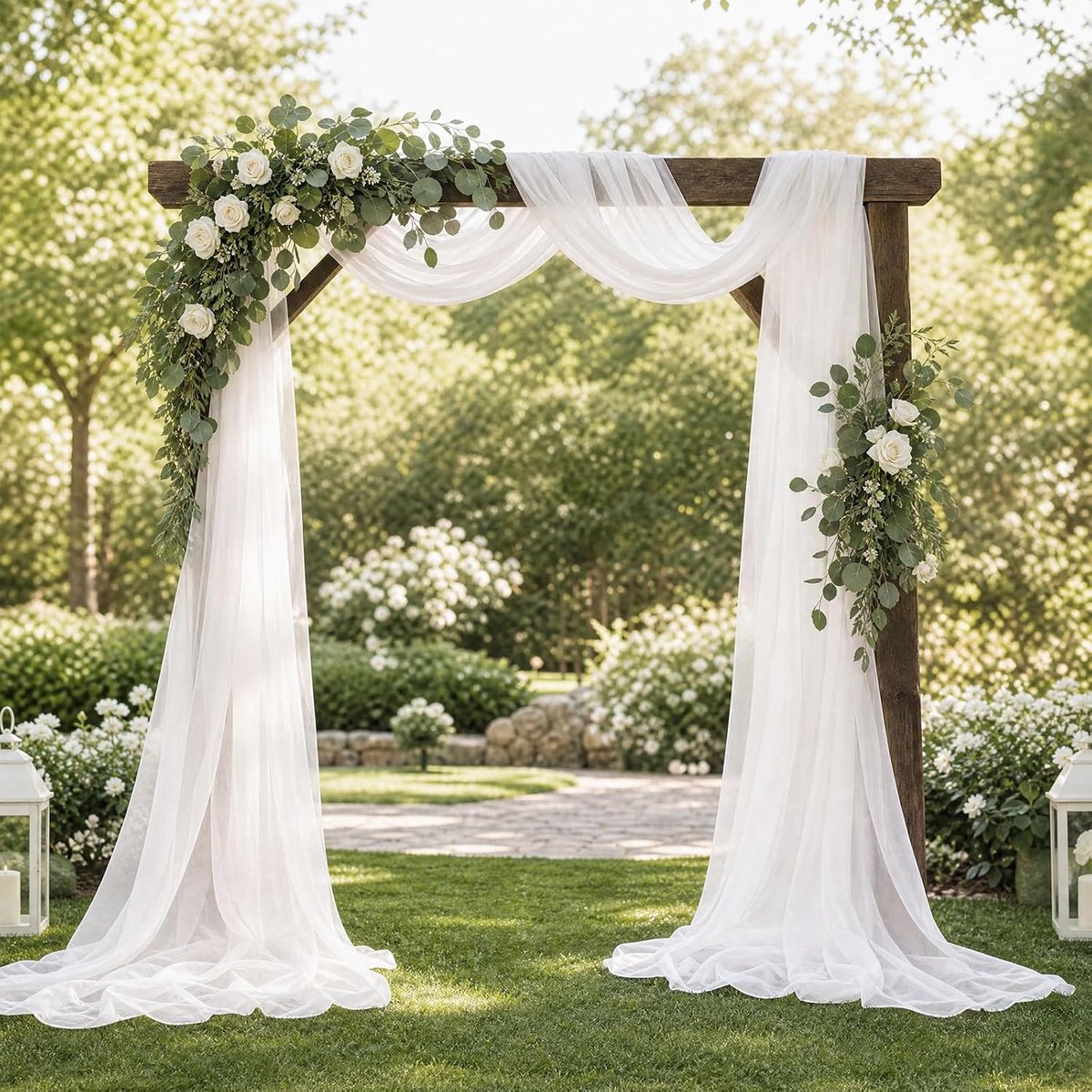 Draperie, 76 cm × 600 cm, Chiffon Bruiloft Boog Gordijn, Wit | Transparante Tule Achtergrond Draperie Voor Bruiloftsboog Decoratie, Ceremoni