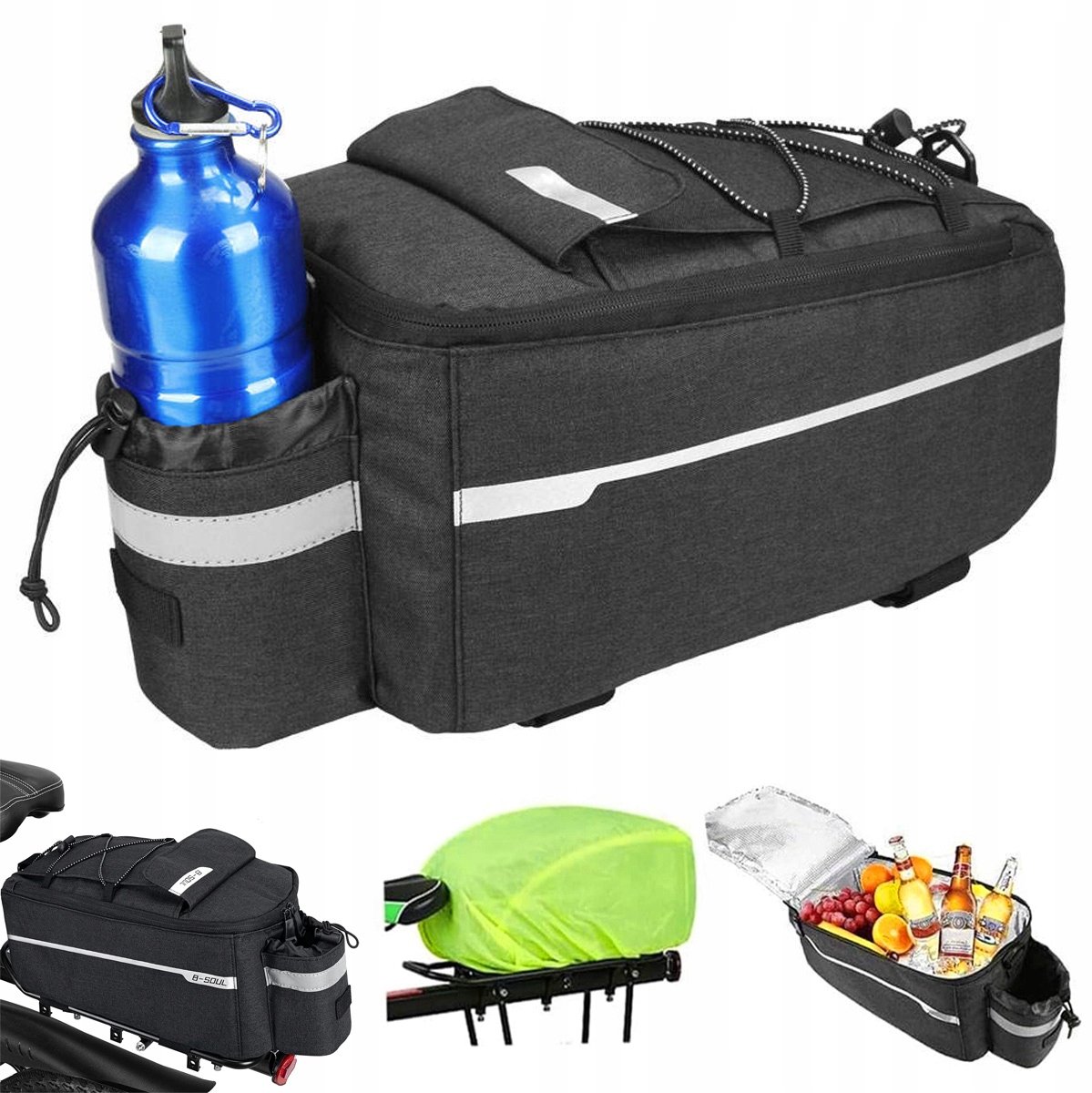 10L Fietsbagagedrager Tas Thermisch, Waterdicht, Reflecterend met Schouderband