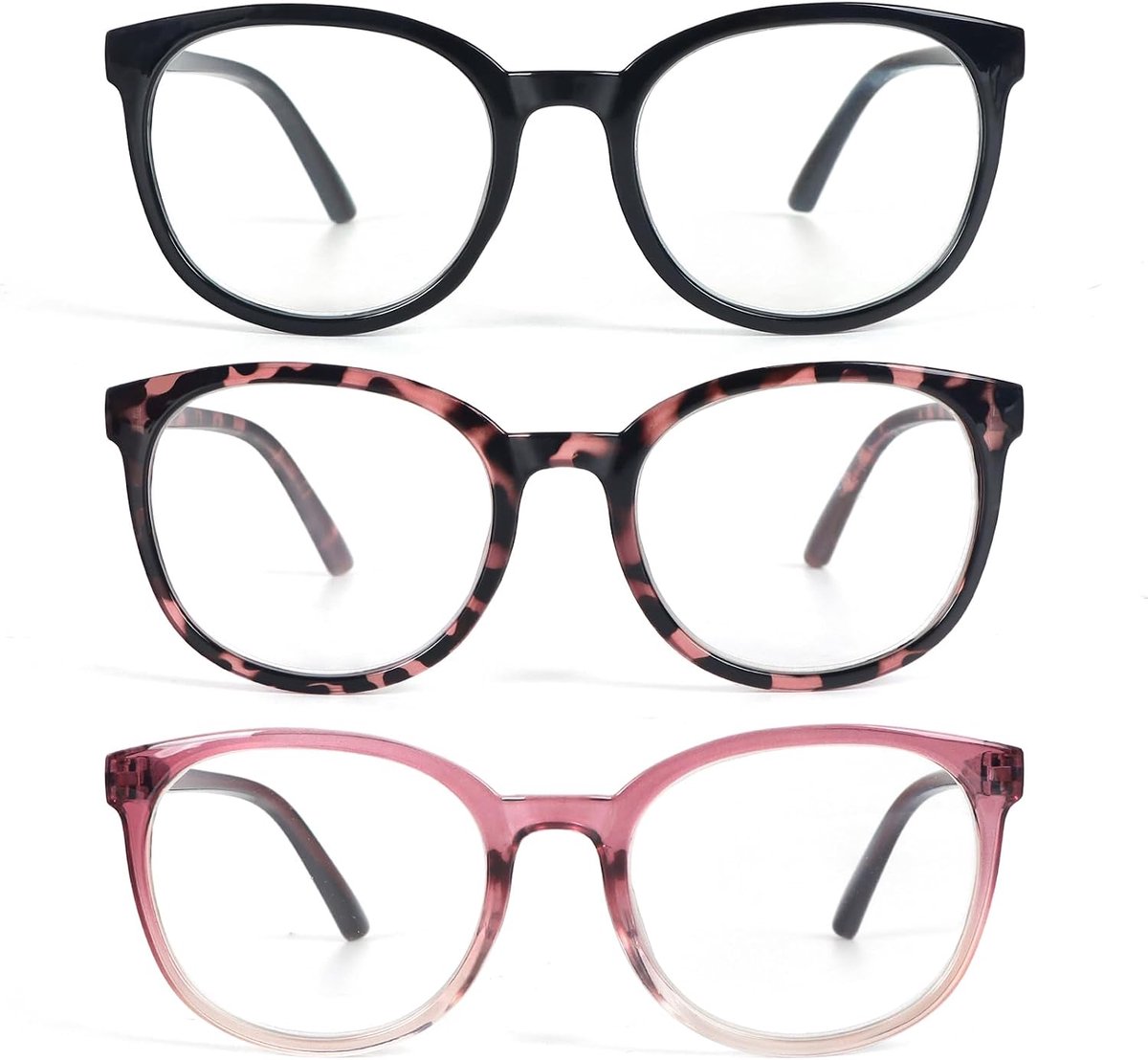 Brillen voor dames, blauw, black-out, veerscharnierende lezer