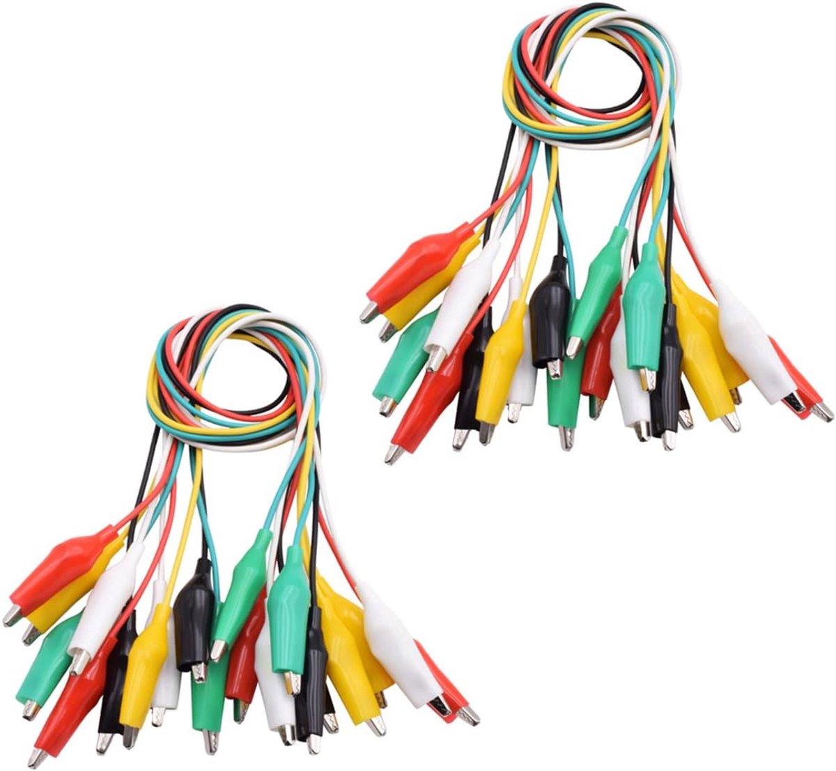 20 krokodillenklemmen, krokodillentestkabel, lengte 50 cm voor schakelverbinding, elektronische testpogingen, doe-het-zelf, twee pakketten, vijf kleuren