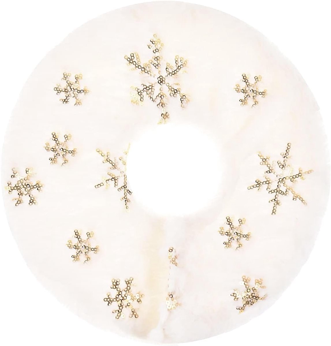 Kerstboomdeken, rond, 38 cm, kerstboomrok, kleine boomrok, pluche kerstboomrok, kerstboomdeken voor kerstboom, onderste decoratie, vakantiedecoratie, wit-C