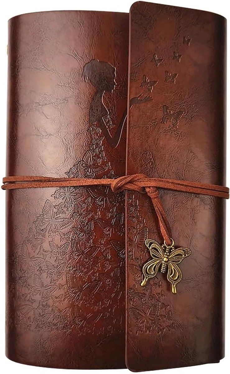 Vintage lederen dagboek spiraal gebonden schetsboek hervulbare reisdagboek lege gepersonaliseerde ringband dagboek voor vrouwen meisjes geschenken (bruin)