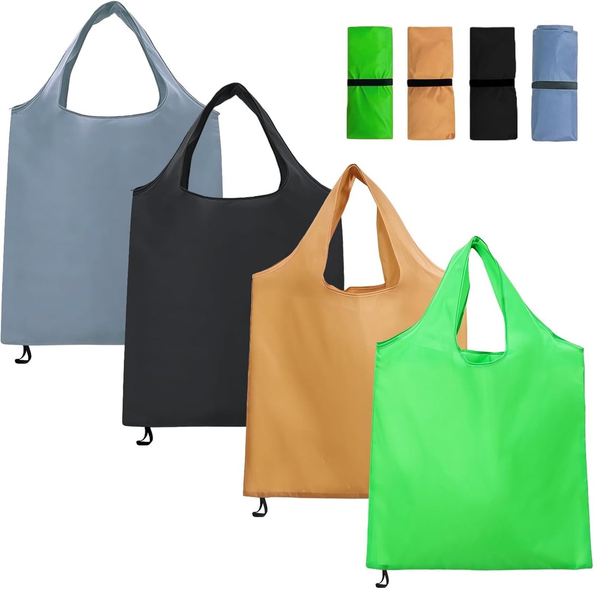 Vouwbare Herbruikbare Winkeltassen, Lichtgewicht Waterdichte Tas, Set van 4, 38x37cm, Ideaal voor Boodschappen en Duurzaam Gebruik
