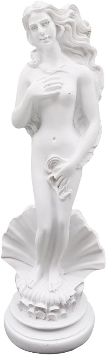 Riven Venus Aphrodite hars sculptuur figuur - Griekse godin decoratief standbeeld met schelpbasis - klassieke witte ornamenten voor huisdecoratie