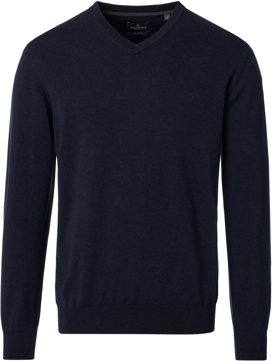 CASAMODA Pullover V-Hals Navy - Maat M - Heren - Pullovers